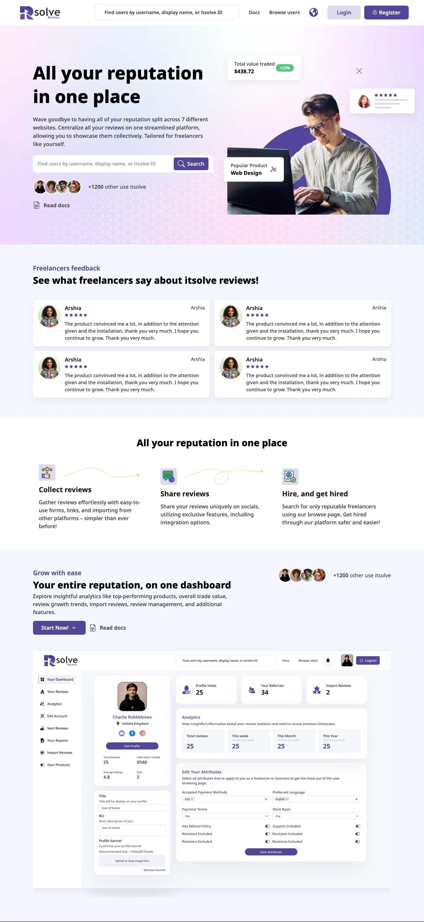 Reputation Management Platform for Freelancers - Project image 2