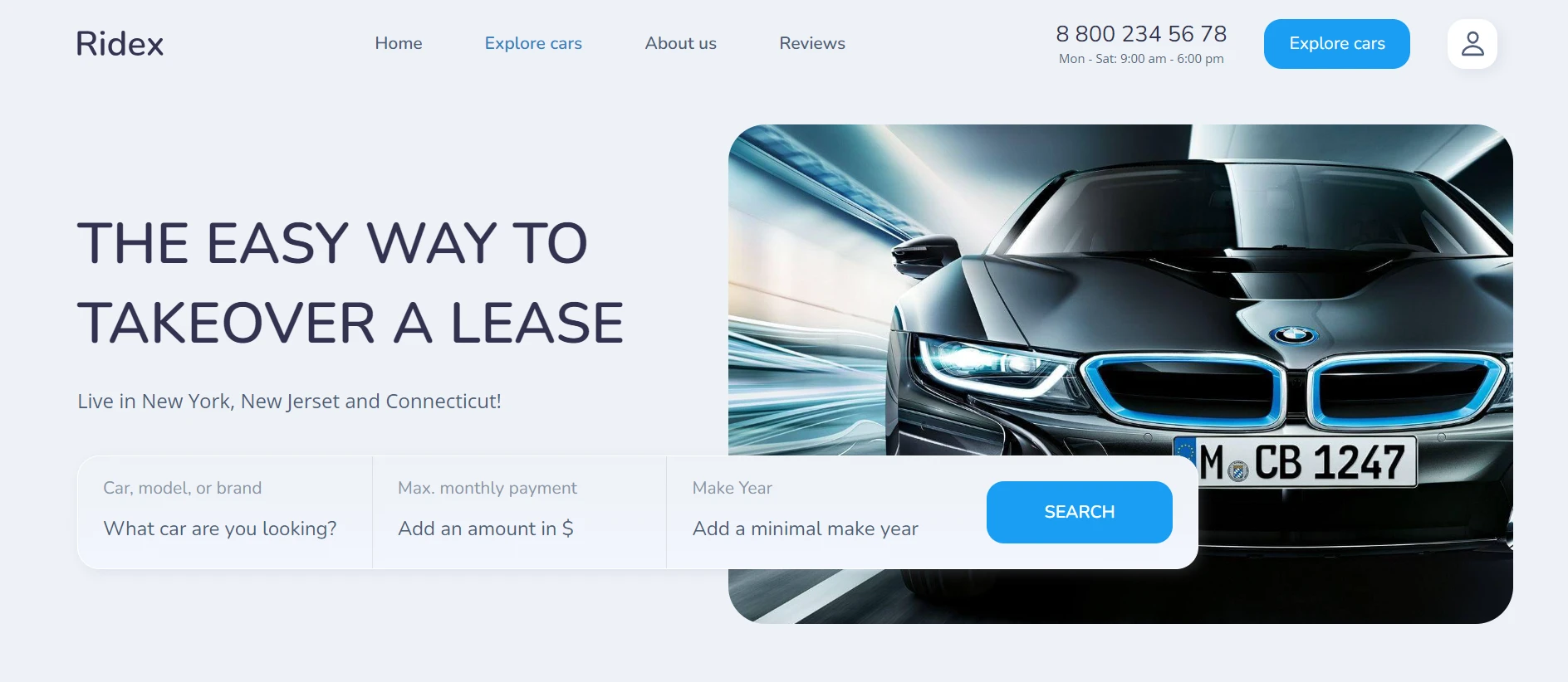 Ridex - Rent your favourite car, main project image